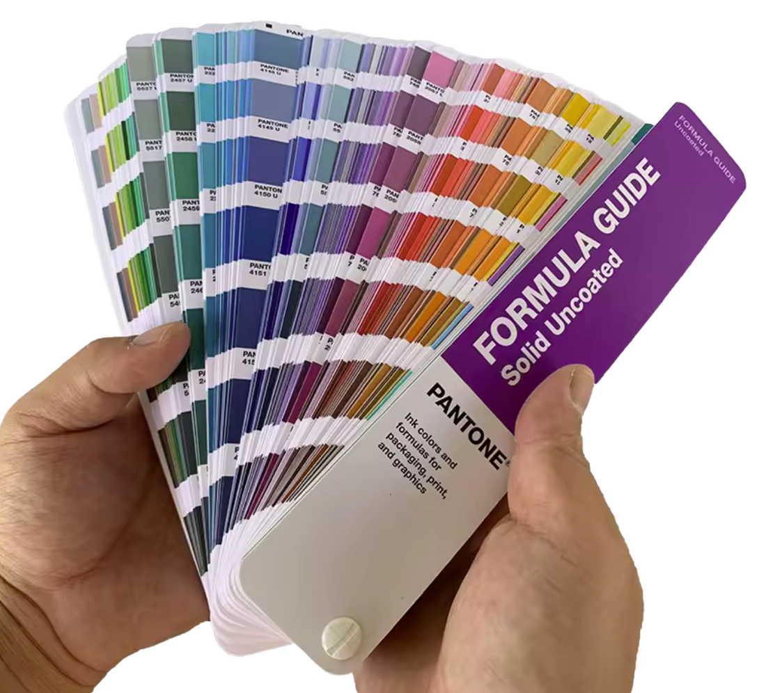 Pantone Formula Guide swatch book, fanned open